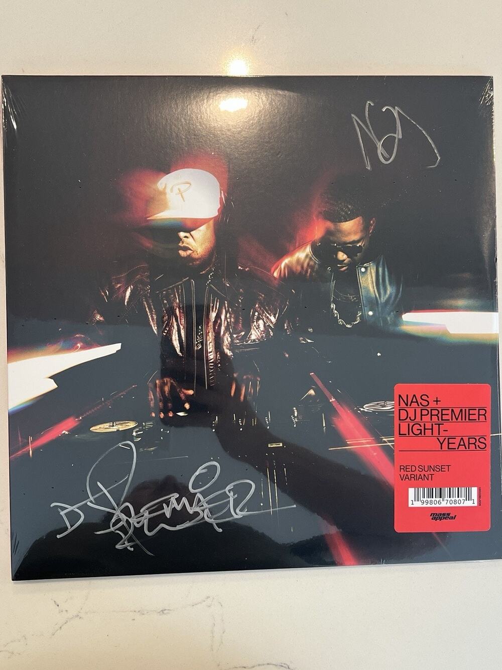 SIGNED COVER! Nas & DJ Premier - Light-Years Red Sunset Vinyl Record